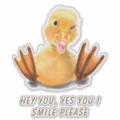 Grappige Sticker met Happy Duck - aangepaste tekst (Voorkant)