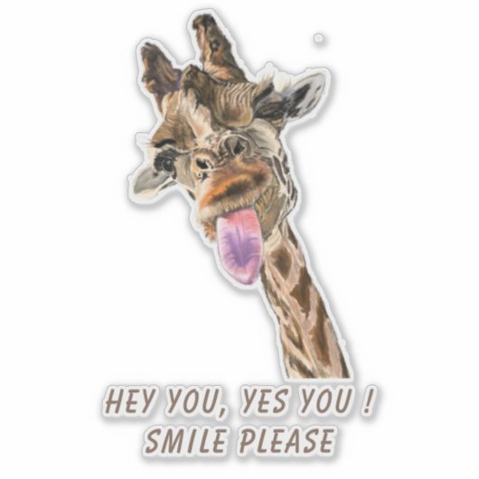 Grappige Sticker met speelse Giraffe - aangepaste  (Voorkant)
