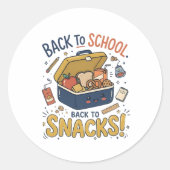 Grappige sticker over terug naar school snacks voo (Voorkant)