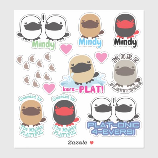 Grappige sticker set met eendvoetafdrukken en puns (Vel)