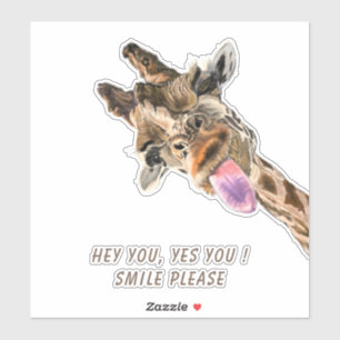 Grappige Sticker Speelse Giraffe Smile - Aangepast