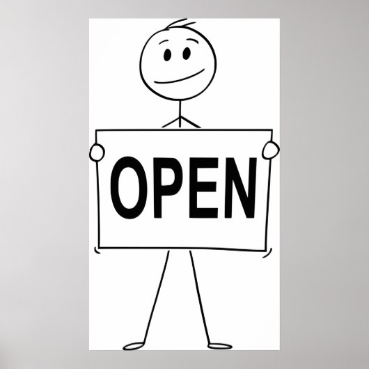 Grappige stickfigure met open-bord  poster (Voorkant)