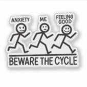 Grappige Stickman Angst Mentale Gezondheid Herinne Sticker (Voorkant)