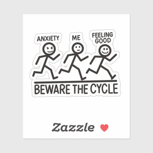 Grappige Stickman Angst Mentale Gezondheid Herinne Sticker (Vel)