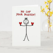 Grappige Stickman Geen Cap Beste Kaart (Gele Bloem)