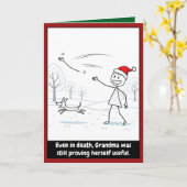 Grappige stickman kerstkaart kaart (Gele Bloem)