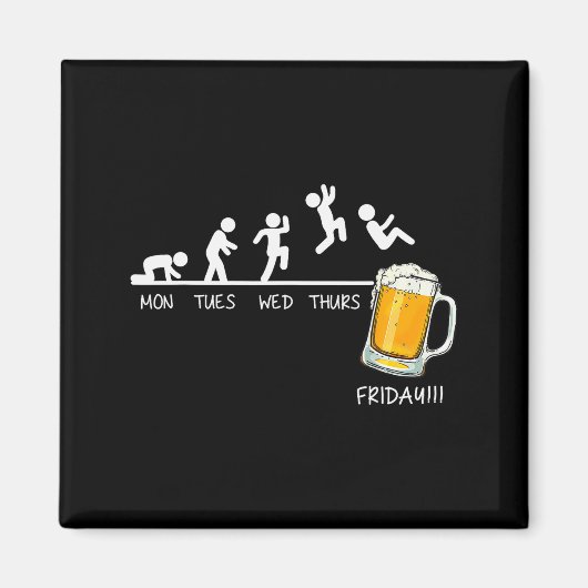 Grappige Stickman Springende Bier Dagen Van De Wee Magneet (Voorkant)