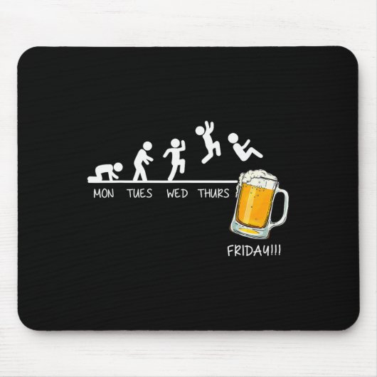 Grappige Stickman Springende Bier Dagen Van De Wee Muismat (Voorkant)
