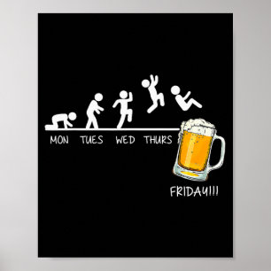 Grappige Stickman Springende Bier Dagen Van De Wee Poster