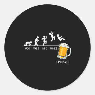 Grappige Stickman Springende Bier Dagen Van De Wee Ronde Sticker