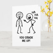 Grappige Stickman Verjaardag Kaart (Gele Bloem)