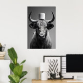 Grappige Stier Badkamer Kunstprint, Toiletpapier H Poster (Thuiskantoor)
