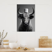 Grappige Stier Badkamer Kunstprint, Toiletpapier H Poster (Keuken)