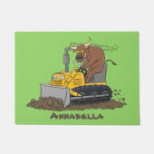 Grappige stier die bulldozer bestuurt cartoon deurmat (Voorkant)