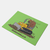Grappige stier die bulldozer bestuurt cartoon deurmat (Schuin)