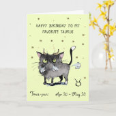 Grappige Stier kaart Zodiac Kat Sterren teken horo (Gele Bloem)