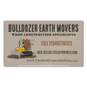 Grappige stier rijden bulldozer bouw bedrijf magnetisch visitekaartje (Voorkant)