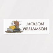 Grappige stier rijden bulldozer cartoon gepersonal labels (Design 1)