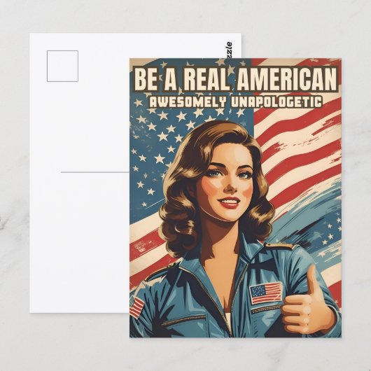 Grappige  stijl Amerikaanse USA Patriottische Humo Briefkaart (Voorkant / Achterkant)