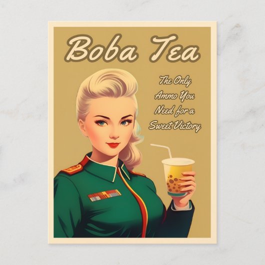 Grappige  stijl Boba Tea Retro Humor Briefkaart (Voorkant)