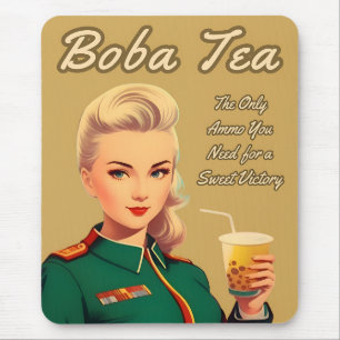 Grappige stijl Boba Tea Retro Humor Muismat