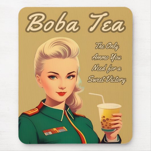 Grappige stijl Boba Tea Retro Humor Muismat (Voorkant)