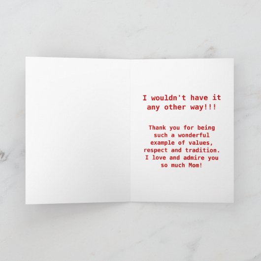 Grappige  stijl Moederdag Kaart (Binnen)