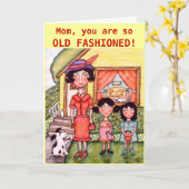 Grappige  stijl Moederdag Kaart (Gele Bloem)