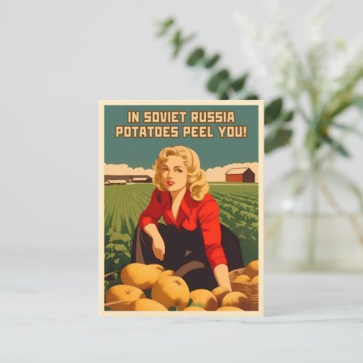 Grappige Stijl Sovjet-USSR Aardappel Humor Briefkaart (Staand voorkant)