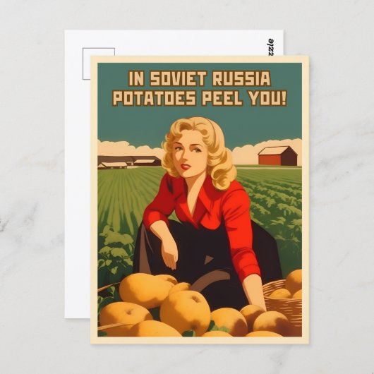 Grappige Stijl Sovjet-USSR Aardappel Humor Briefkaart (Voorkant / Achterkant)