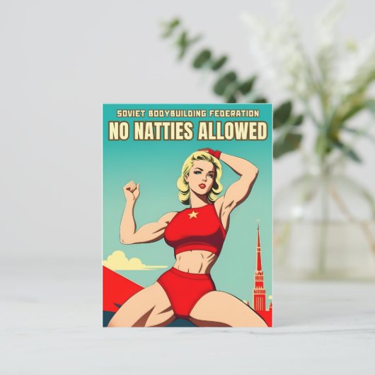Grappige  Stijl Sovjet USSR Gym Spier Humor Briefkaart (Staand voorkant)
