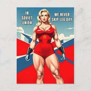 Grappige  Stijl Sovjet USSR Gym Spier Humor Briefkaart