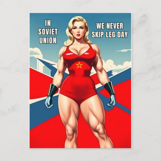 Grappige  Stijl Sovjet USSR Gym Spier Humor Briefkaart (Voorkant)
