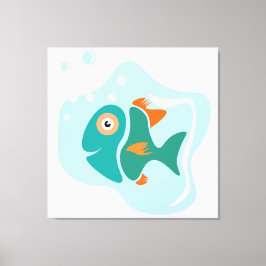 Grappige stijlvolle vis canvas afdruk