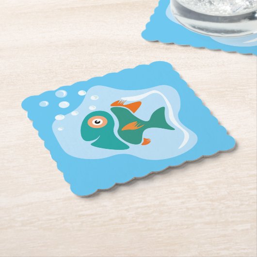 Grappige stijlvolle vis kartonnen onderzetters (Gebogen)