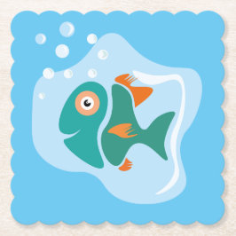 Grappige stijlvolle vis kartonnen onderzetters