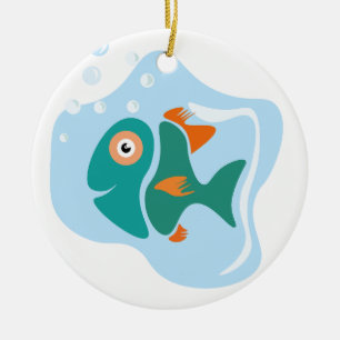 Grappige stijlvolle vis keramisch ornament