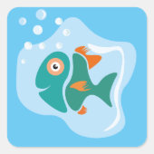 Grappige stijlvolle vis vierkante sticker (Voorkant)