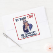 Grappige stilte je telefoon oom Sam Vierkante Sticker (Envelop)