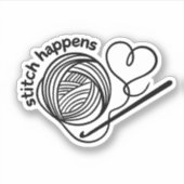 Grappige Stitch Gebeurt Haak Waterdicht Sticker (Voorkant)