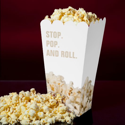 Grappige Stop Pop & Roll Witte Popcorn Bedankdoosjes