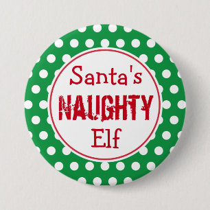 Grappige Stoute Elf Kerst Knop Speld Ronde Button 7,6 Cm