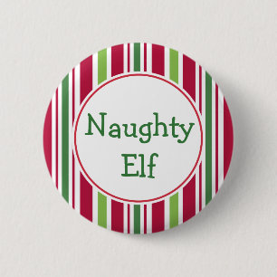 Grappige Stoute Elf Kerstfeest Knop Speld Ronde Button 5,7 Cm