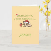 Grappige Stoute Kat Kerst Kaart (Gele Bloem)