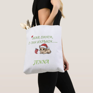 Grappige Stoute Kat Kerst Tote Bag