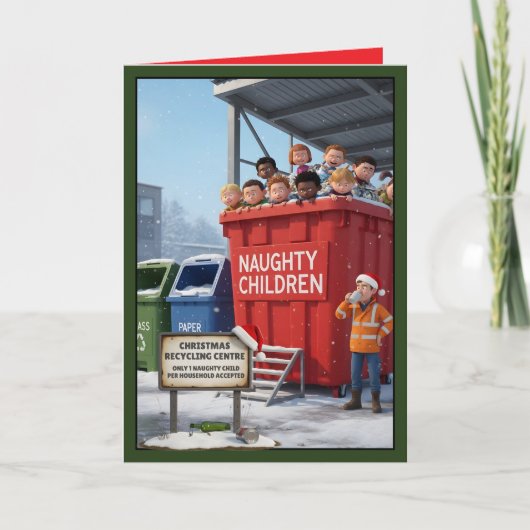 Grappige stoute kinderen kerstkaart kaart (Voorkant)