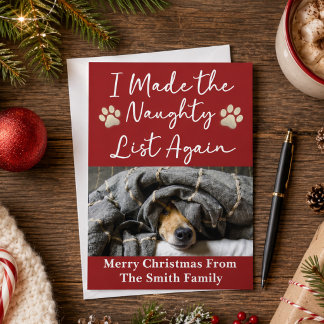 Grappige Stoute Lijst Hond Kerst Aangepaste Foto Feestdagenkaart