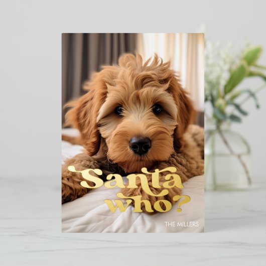 Grappige Stoute Nette Hond Huisdier Minimalistisch Folie Feestdagenkaart (Staand Voorkant)