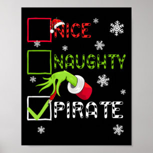 Grappige Stoute Piraat Kerstmis Kerstmannen Vrouwe Poster