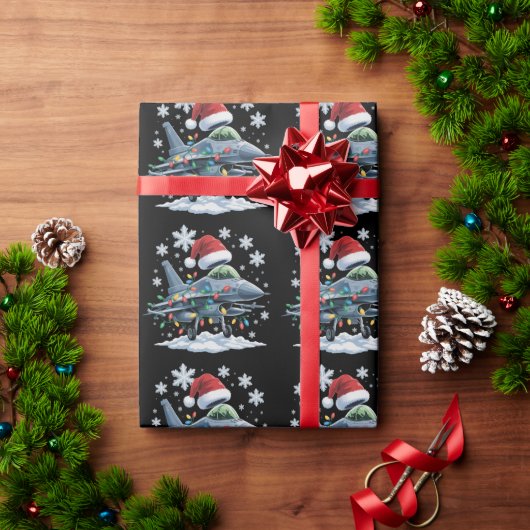 Grappige straaljager militair kerstfeest Xmas Cadeaupapier (Feestdagen Geschenken)
